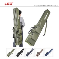 leo double deck knife shape fishing tackle bag 1 3m weight 1000g polyester fiber 2 layer 4 auxiliary packages 5 colars rod bag