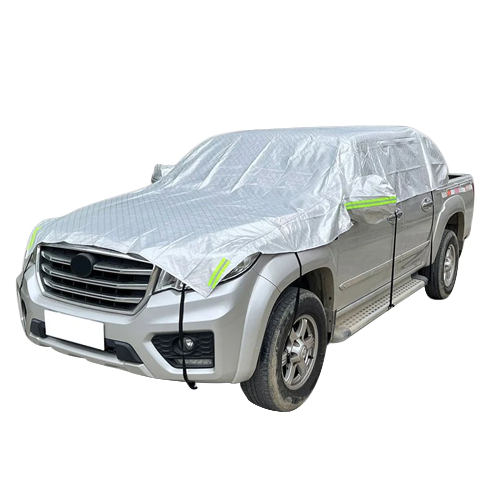 

Half Car Cover No Scratch Indoor Outdoor Windproof Storage Bag Practical Dustproof Pickup Truck Summer Winter All Weather