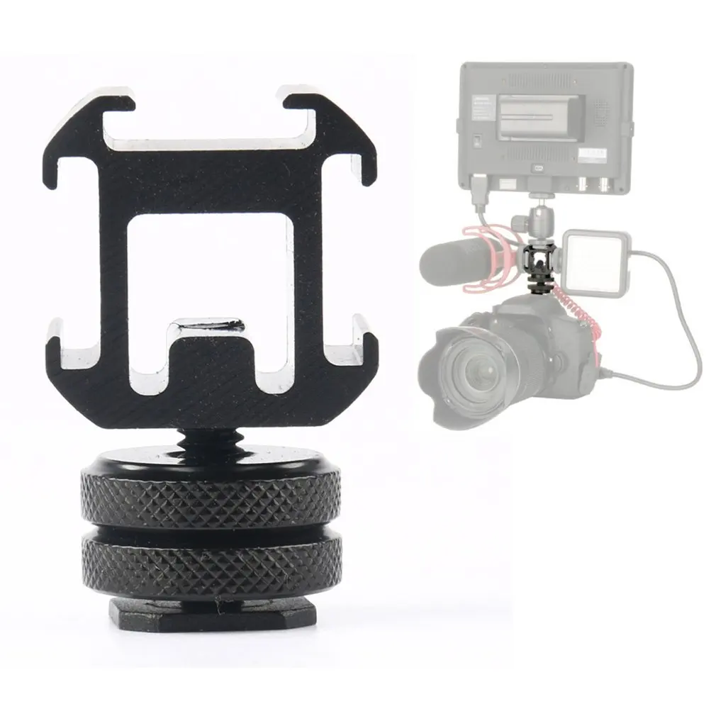 

3 Cold Shoe Mount Adapter On-Camera Mount Adapter for Canon Nikon Sony DSLR Camera for LED Video Light Microphone Monitor