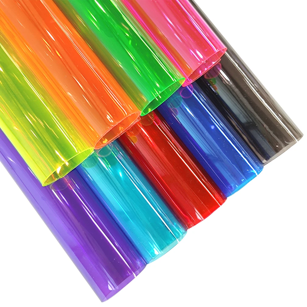 

Candy Iridescent Holographic Clear Transparent PVC Fabric Leatherette Laser Rainbow Film Vinyl Craft Bag Earring DIY Keychains