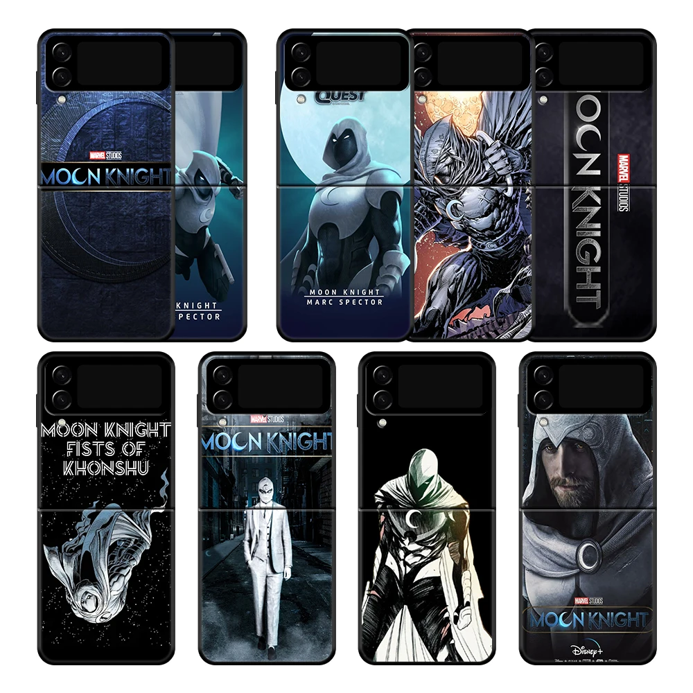 

Marvel Moon Knight Hero Phone Case Cover for Samsung Galaxy Z Flip3 Flip 5G Zflip Galaxyzflip3 Zflip3 Back Silicone Bag Black