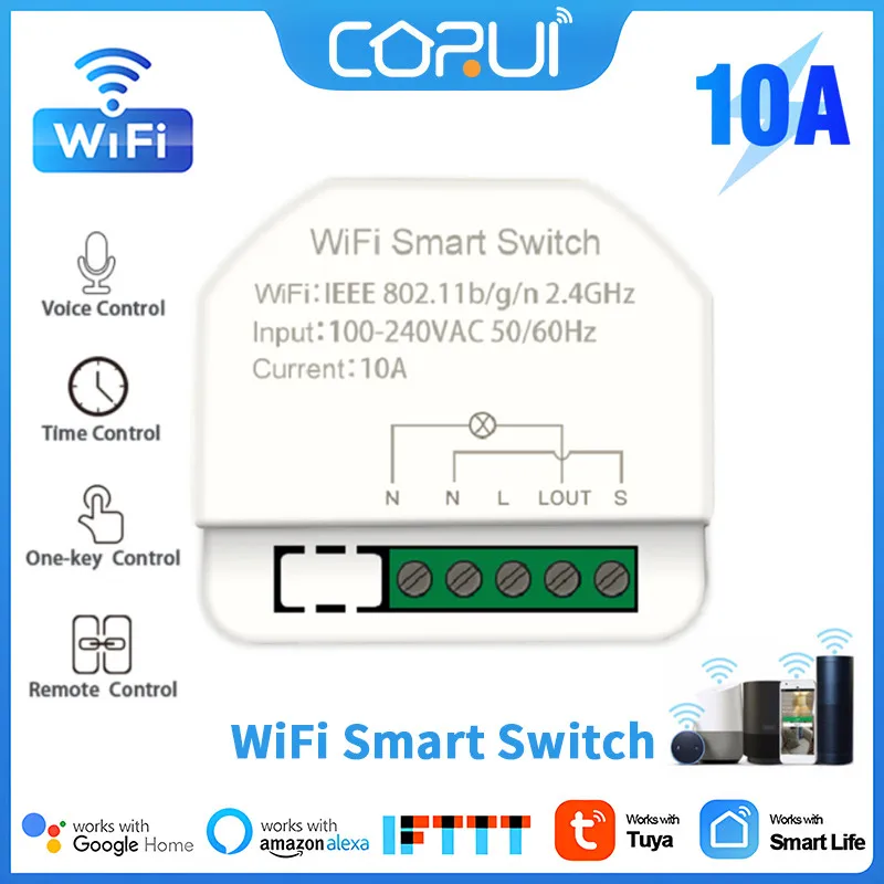 

1~6PCS Mini Wifi Smart Switch Group Control Multi-control Switch Module Work With Alexa Google Home Smart Home 1gang