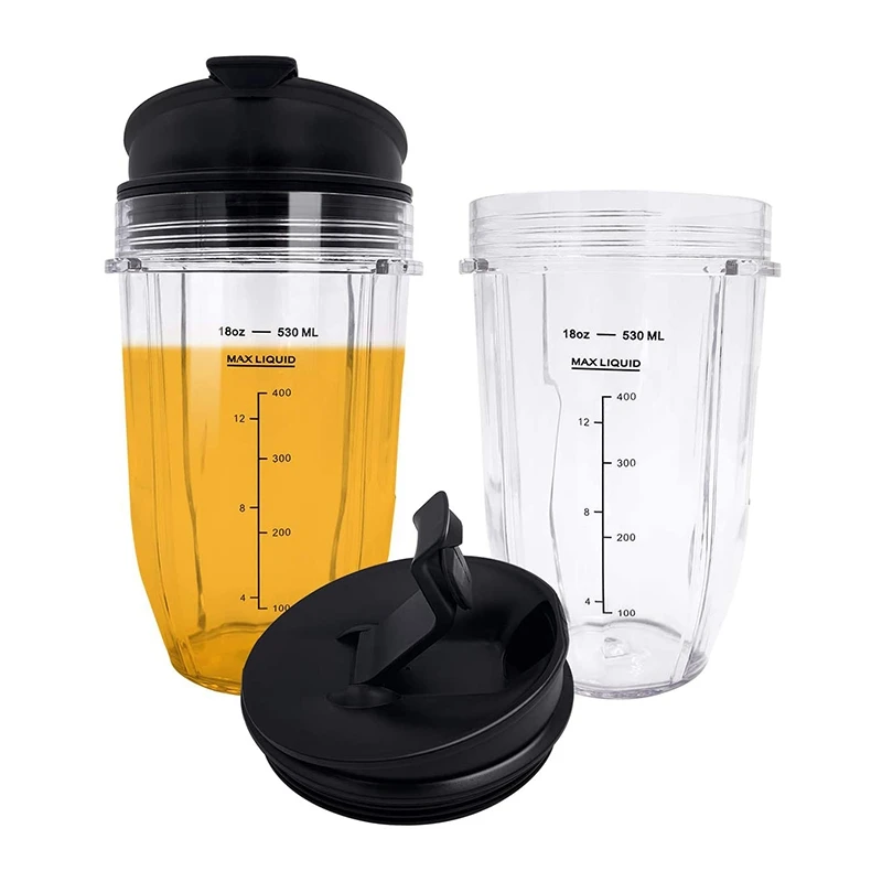 2 Pcs 18Oz Replacement Ninja Blender Cups with Lid for Auto IQ BL480 BL642 BL450 BL682 BL490 BL640 BL680
