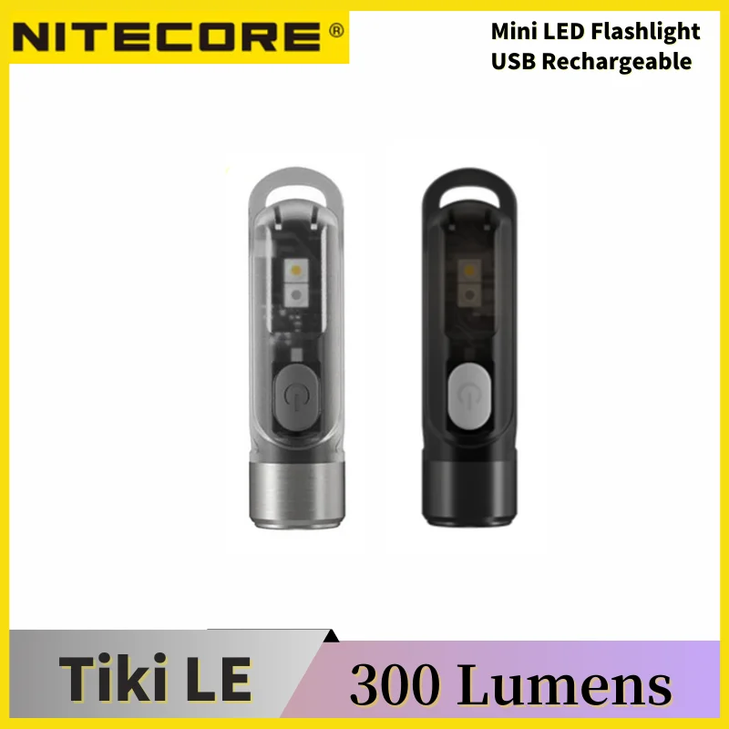 NITECORE TIKI Keychain Light 300Lumens USB-Rechargeable Built-in Battery Auxiliary Red+Blue Triple Lihgt LED Flashlight