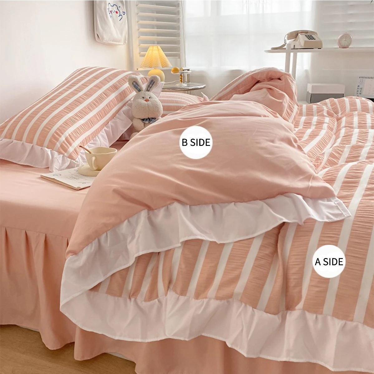 2022 полосатый домашний кружевной пододеяльник постельное белье комплект