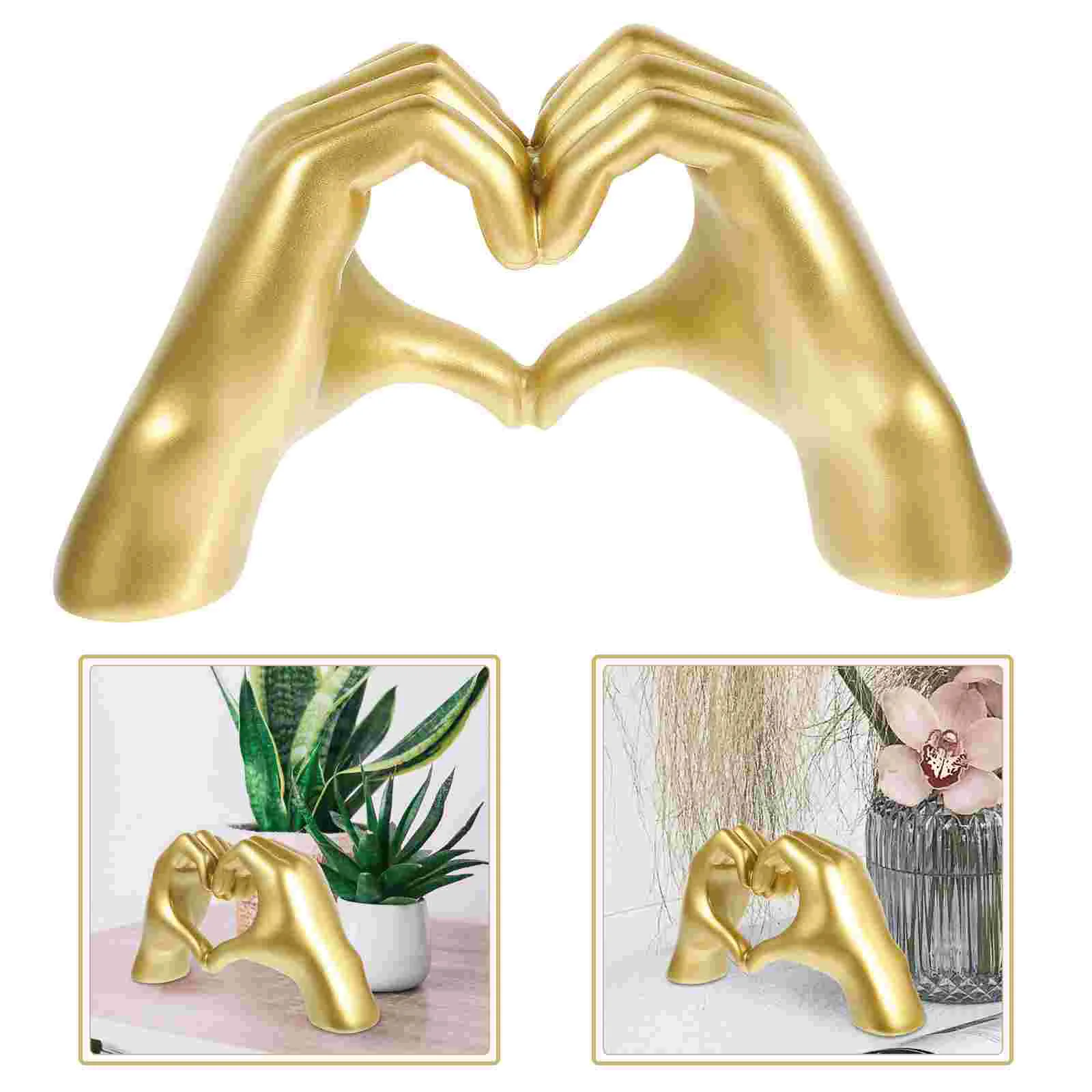 

Desk Decoration Family Table Sculpture Hand Gesture Bookshelf Resin Heart Statue Work Desktop Ornaments