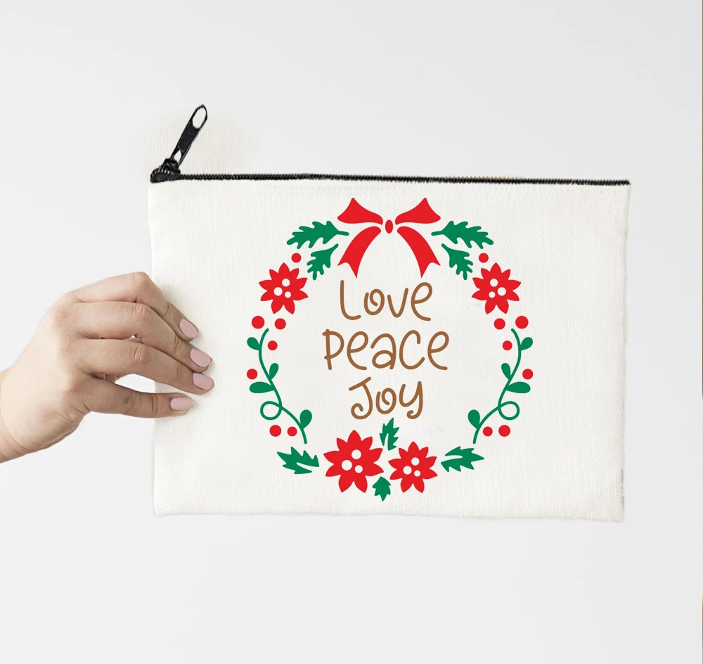 

Merry Christmas Make Up Bag Fashion Custom Makeup with My Logo Makeup Pouch Gifts for Roommates Makeup Bags Travel Size
