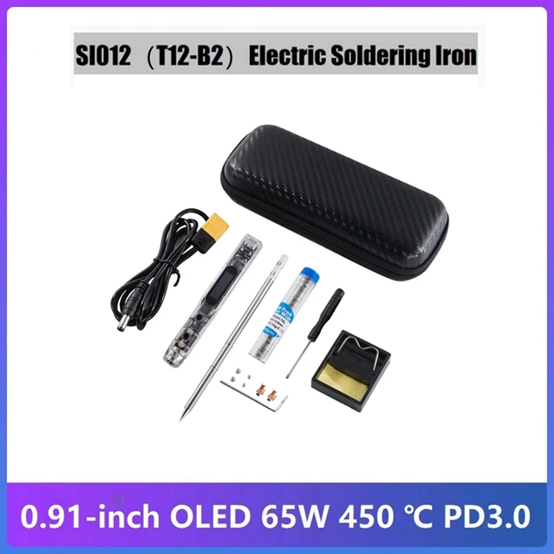 SI012(T12-B2) 65W Intelligent OLED Electric Soldering Iron Sensitivity Adjustable Built-In Buzzer Soldering Head 450℃