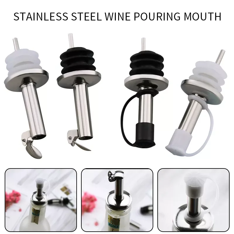 

2023NEW Pourer Whisky Liquor Stainless Steel Oil Wine Bottle Pourer Cap Spout Stopper Mouth Dispenser Bartender Kitchen Bar Tool