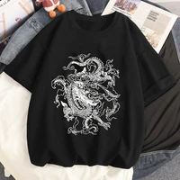 harajuku tops womens t shirt ulzzang vintage chinese dragon print t shirt summer oversize loose streetwear casual women