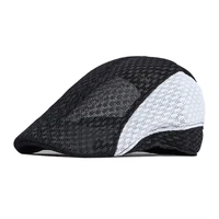 men breathable mesh vintage beret newsboy hats contrasting colors summer flat cap cabbie hat for driving