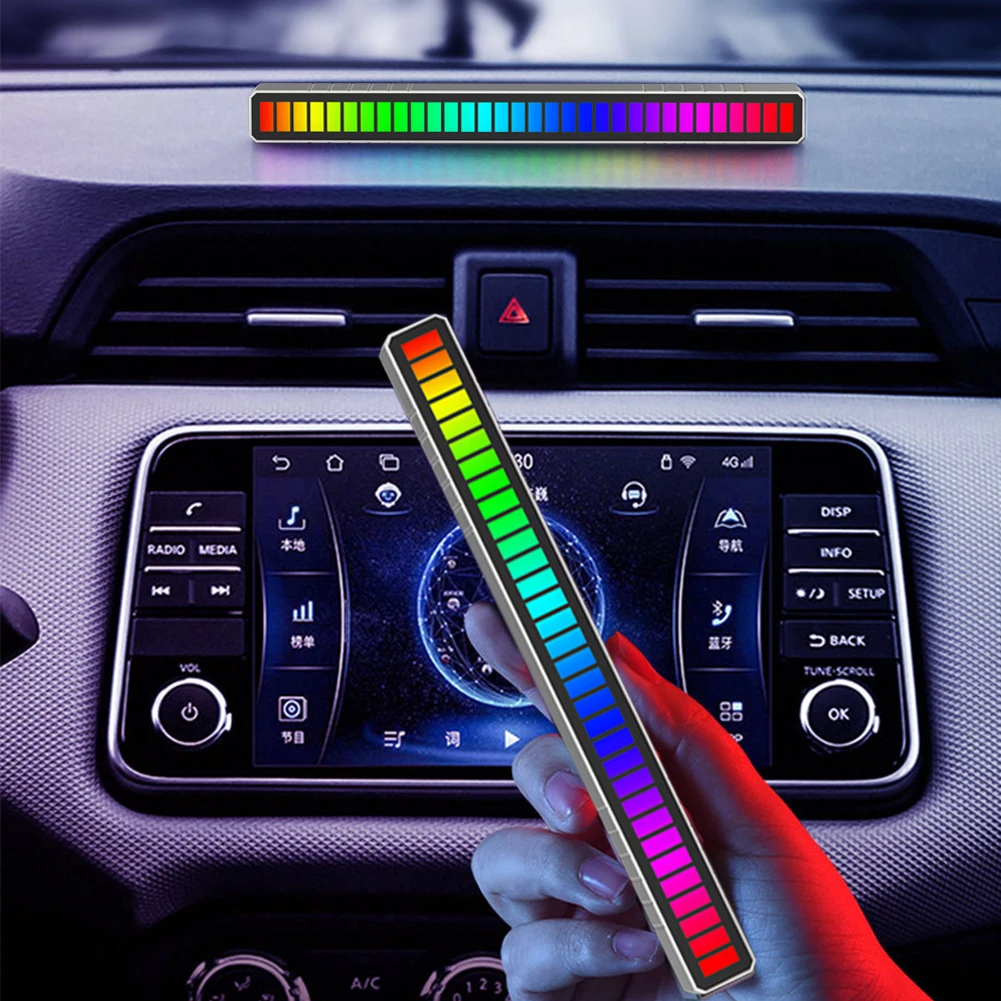 

USB 5V 5W 3D RGB Colorful Tube LED Voice-Activated Pickup Rhythm Strip Light Music Atmosphere Ambient Lamp Bar for Car Party