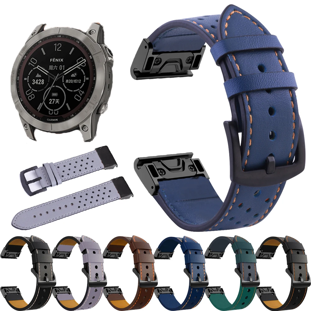

NEW Watchband For Garmin Enduro Fenix 6 6X Pro Solar 5 5X Plus 3 HR Descent MK1 Mk2 Mk2i Watch Band Leather Quick Release Strap