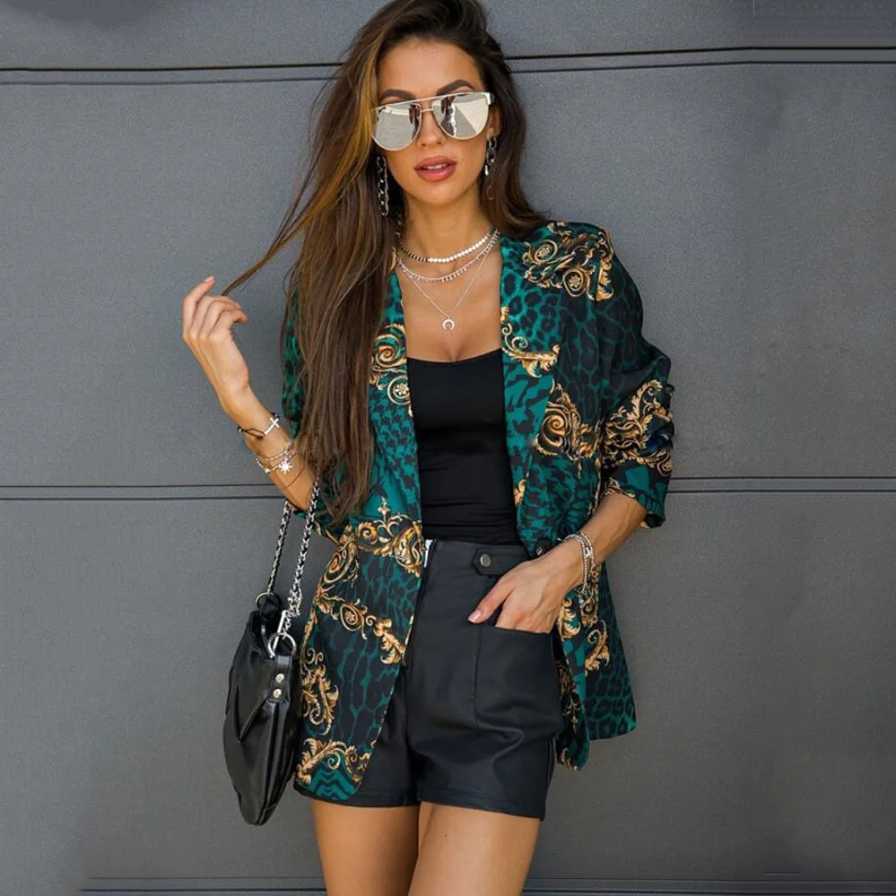 

Blazer Women Fall and Winter Lapels Digital Printing 's Clothing Women's Suit