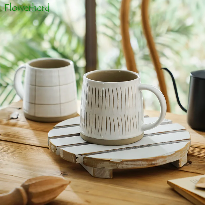 Фото Керамическая кофейная кружка с ручной росписью в скандинавском стиле Японская