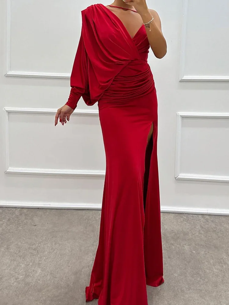 Женское банкетное платье с разрезом элегантное привлекательное вечернее