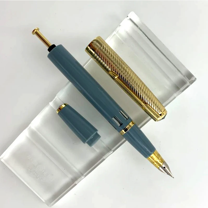 

Yong sheng 601A Fountain Pen Twill Golden Cap Vacumatic Fountain-Pen F Nib Lake Blue Fine Nibs School Office Supplies gifts pens