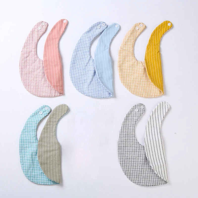 

Soft Linen Cotton Double Sided Lattice Printing Bibs Baby Infants Feeding Bibs