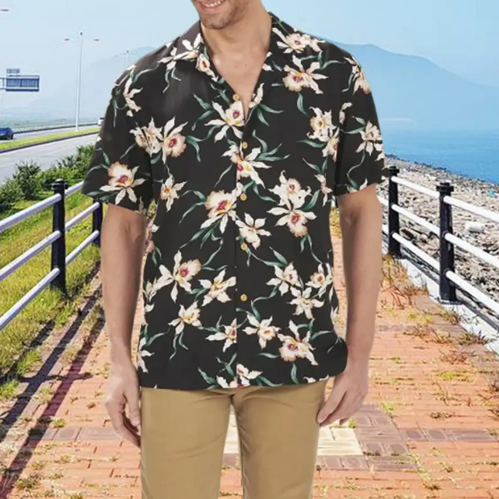 

Mens Vintage Red Floral Print Casual Button Up Hawaiian Shirt Men Slim Fit Short Sleeve Cotton Linen Beach Shirts Chemise Homme