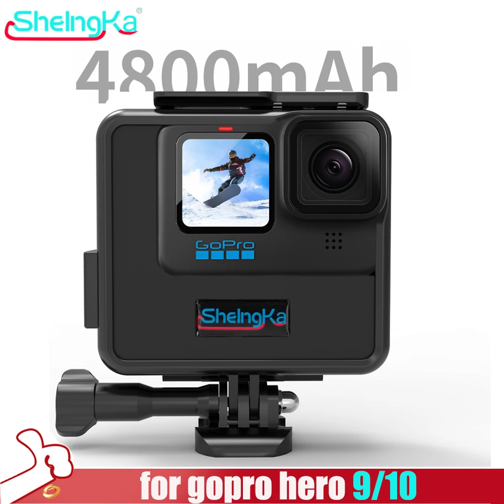 Мобильный телефон аккумуляторного отсека USB Type-C, для камеры GoPro Hero 9 10, черного цвета, с дополнительным креплением