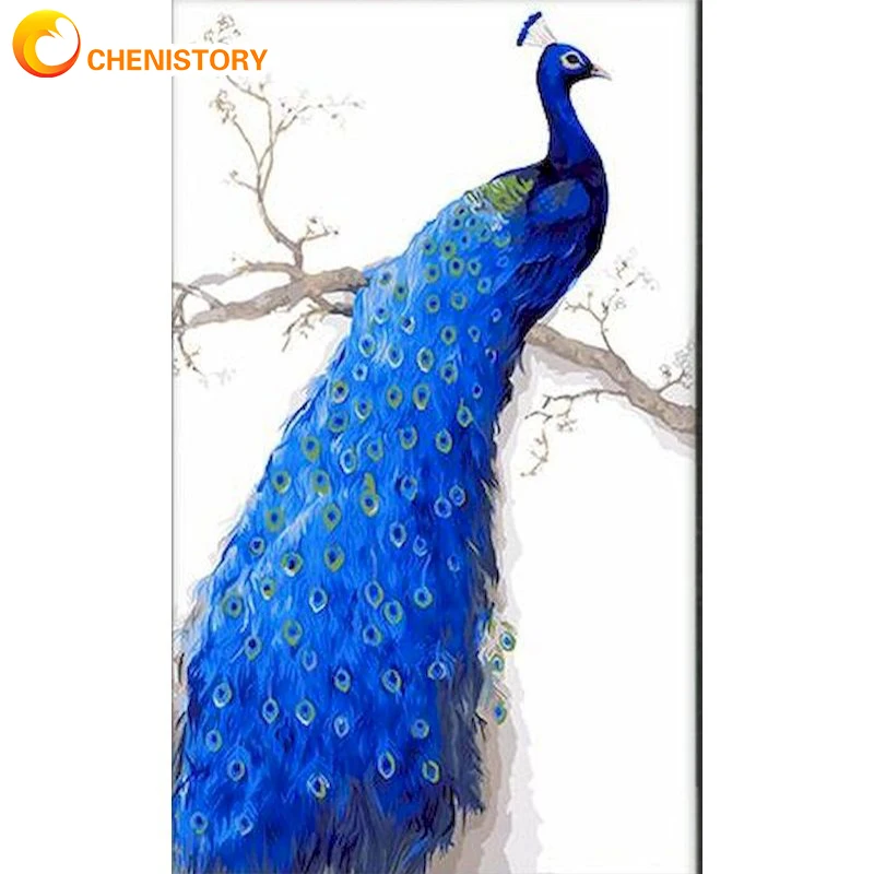 

CHENISTORY 60x120cm Paint By Numbers Kits Peacock DIY Oil Painting By Numbers On Canvas Animal Digital Hand Painting Home Decor