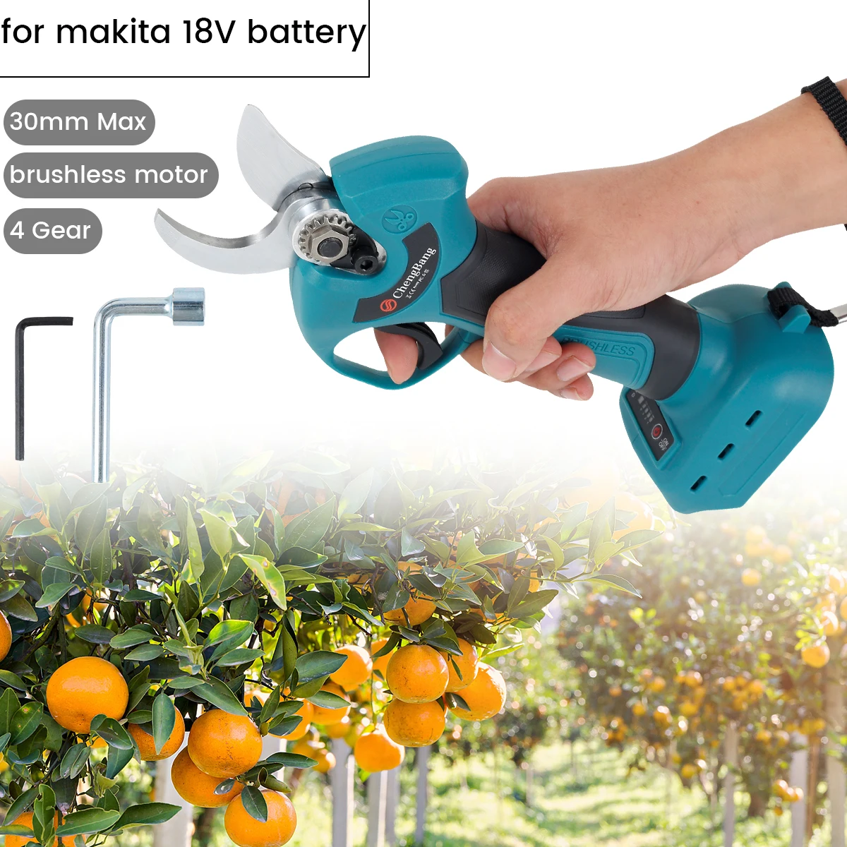 

Электрический секатор 18 в, беспроводной бесщеточный секатор с питанием от аккумулятора, секатор для ветвей дерева, долговечный секатор для ветвей, максимальная длина 30 мм, 4 дюйма