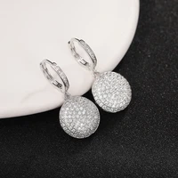women luxury diamond silver earrings fashion round drop earrings wedding jewelry gifts white zircon earrings for women
