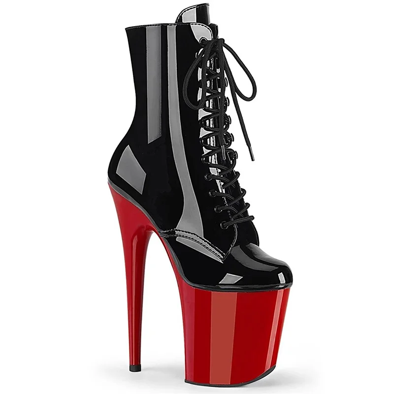 

Patent Leather Stiletto Ankle Boots Women's Super High Heel Punk Style Platform Catwalk Boots Dressy Party Stage Short Boots