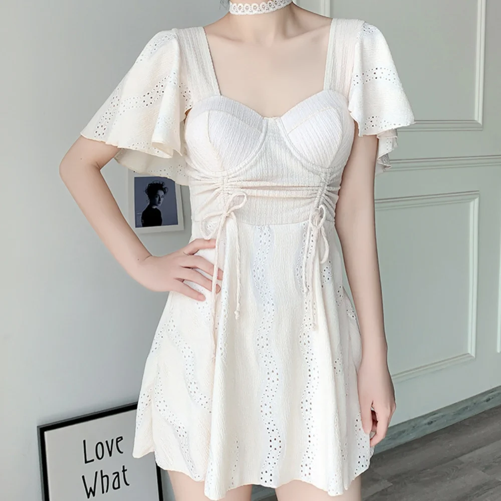 Юбка на молнии с короткими рукавами шнуровке купальник рюшами и горячий весенний