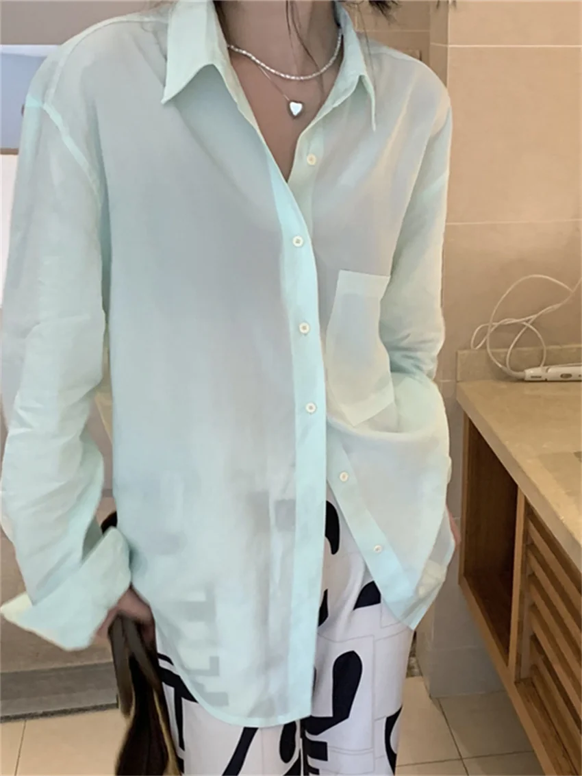 

HziriP 2022 Sunscreen Autumn Tops Solid High Quality Women New Full Sleeve Chic Work Wear Fashion Loose OL Hot Casual Shirts