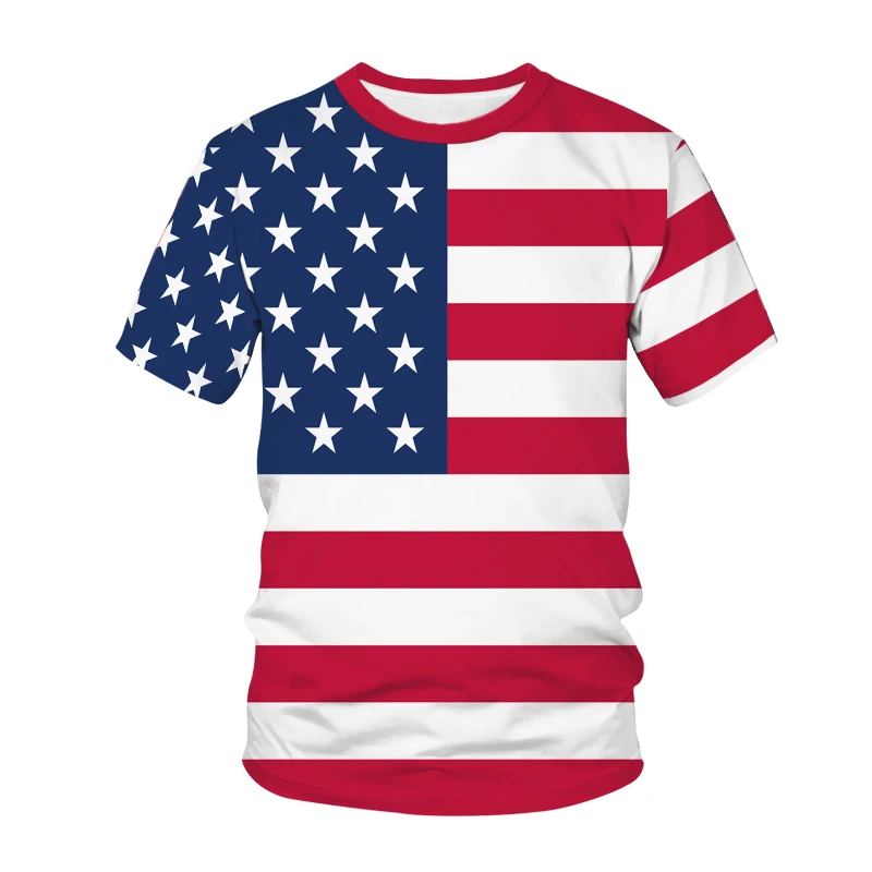 

USA Flag T Shirt Men T-shirts Women Fashion Oversized Tshirts Children Boys Girls Tops Tees American Flag Print 3D Kids Camiseta