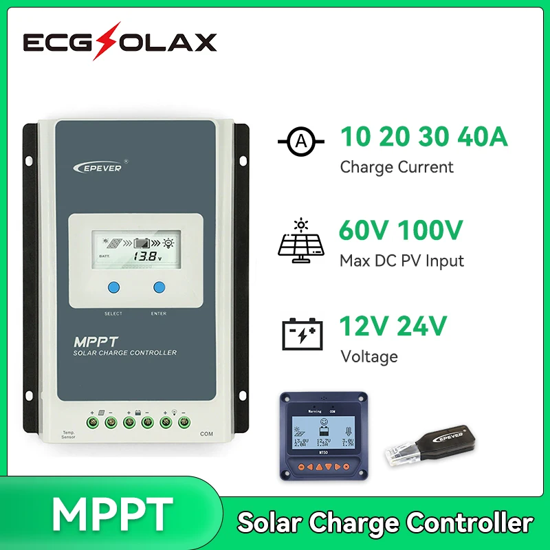 Контроллер заряда солнечной батареи EPever MPPT 40 А 30 20 10 трассировщик серии задняя