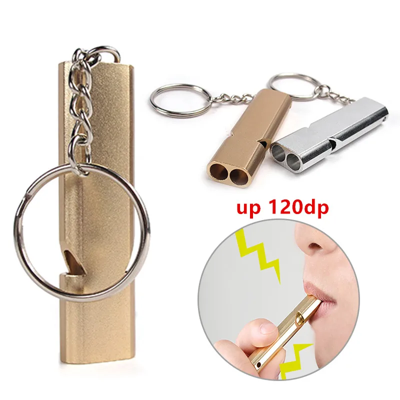 

1/2 PCS Dual-tube Survival Whistle Portable Aluminum Safety Whistle For Outdoor Hiking Camping Survival Emergency Keychain