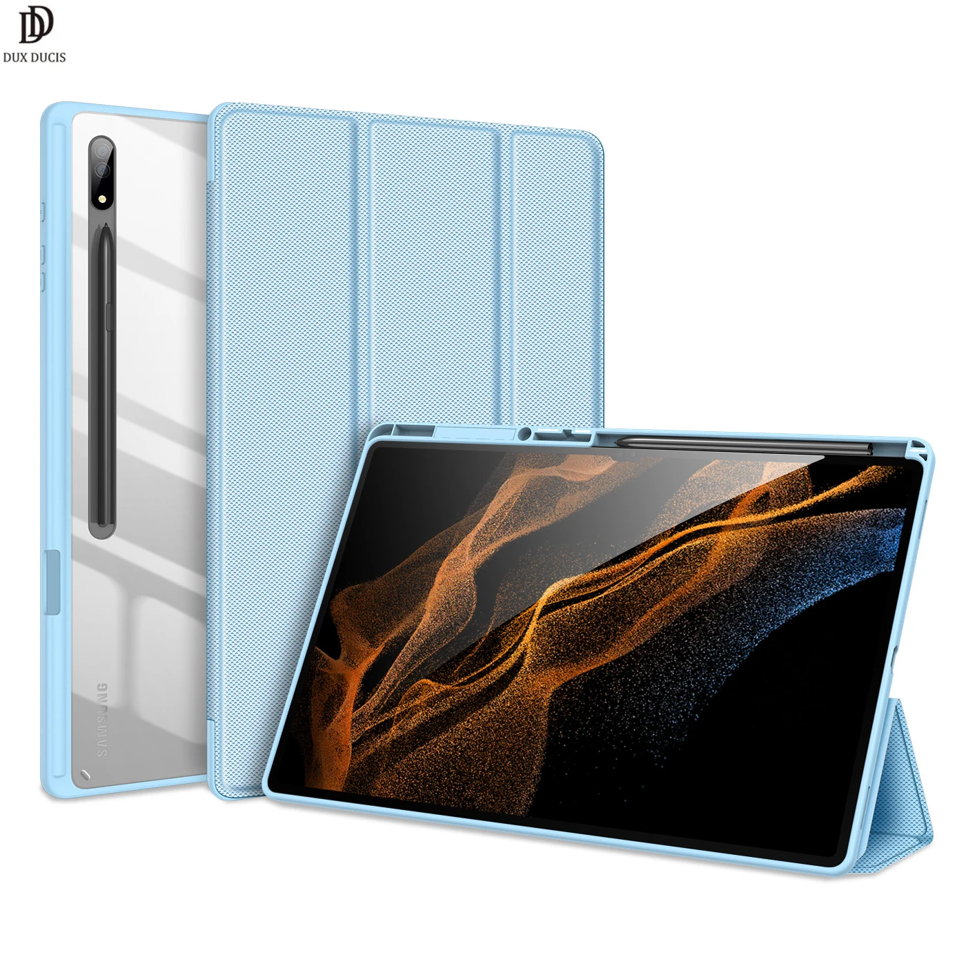 

Tablet Case for Samsung TAB S8 Ultra Trifold-Stand Protective Case Cover Auto-Wake/Sleep S-Pen Holder DD TOBY Series 삼성 태블릿 케이스