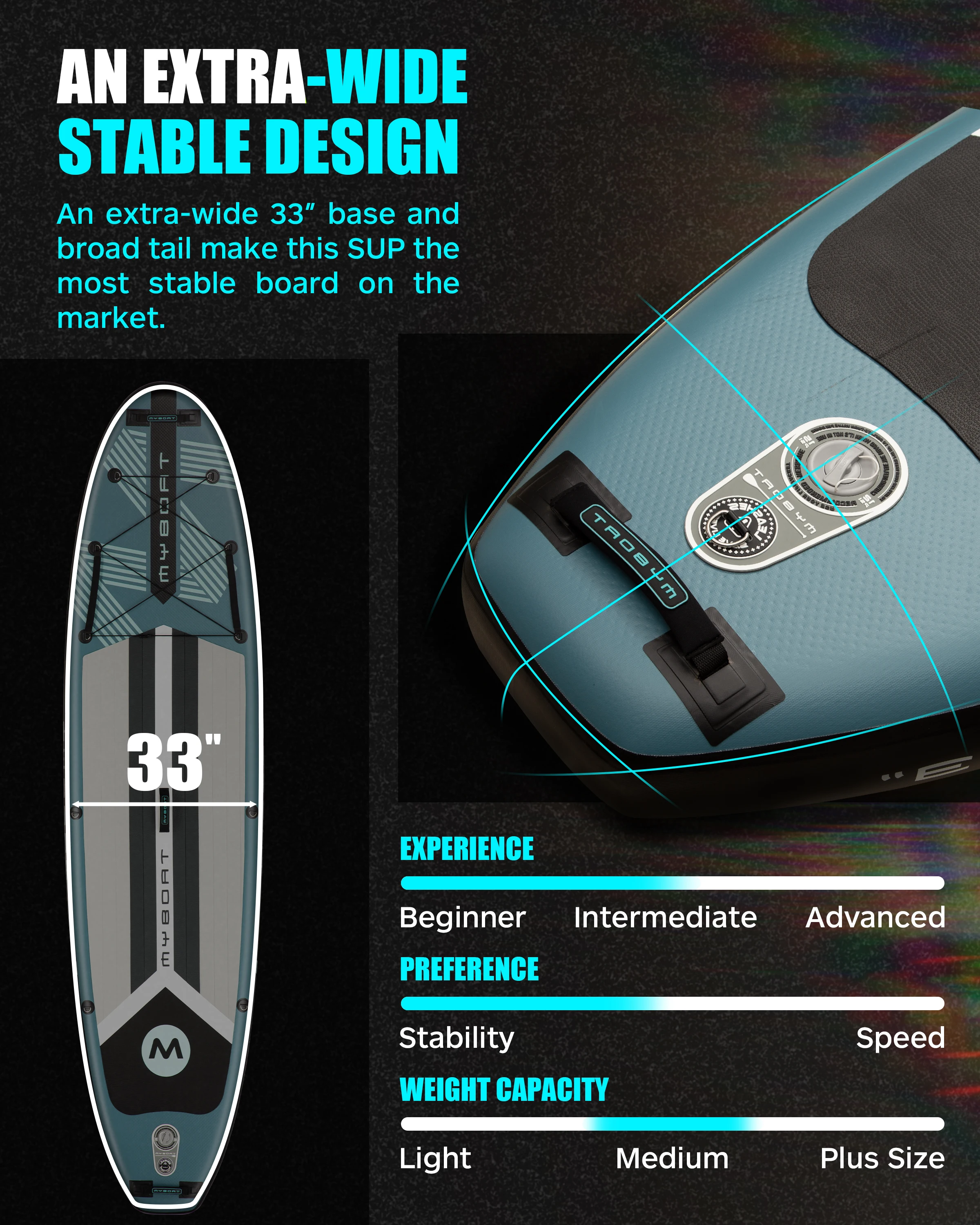 Надувная доска для сапсерфинга MYBOAT Paddle Bpard Dropshipping 11'x33''x6'' с технологией Drop Stitch и сиденьем (art.: 3920dce83326d) - 3920dce83326d