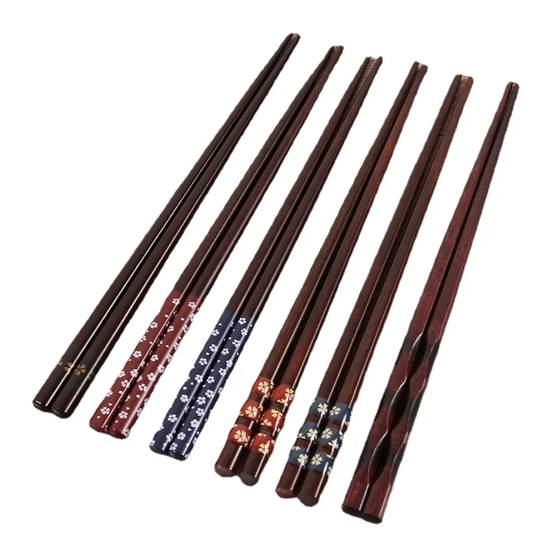 

Natural Wood Chopsticks,Reusable 22.5CM Japanese Chinese Korean Wood Chop Sticks Gift Dishwasher Safe,Non-Slip,5 Pair,나무 젓가락