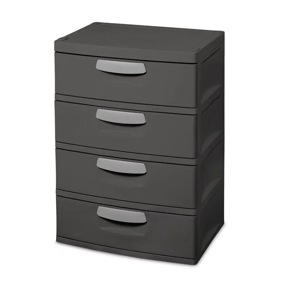 

4 Drawer Unit Flat Gray，Storage boxes, organizing boxes, Home storage drawers