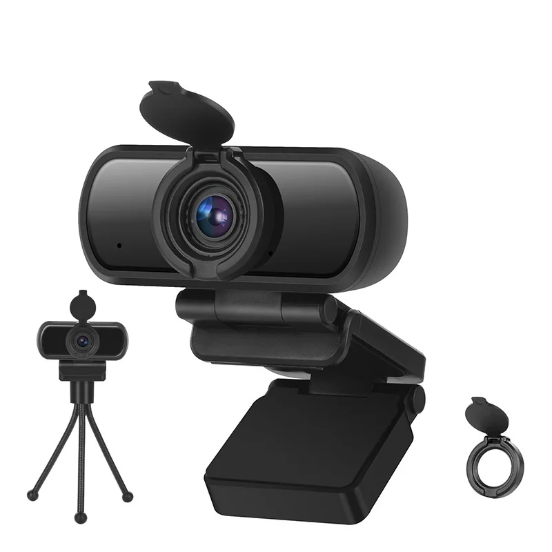 

Privacy Cover Webcam Real 1080P 200W Pixels Full Hd 110° Wide Angle Camera with Microphone Tripod for Video Conference
