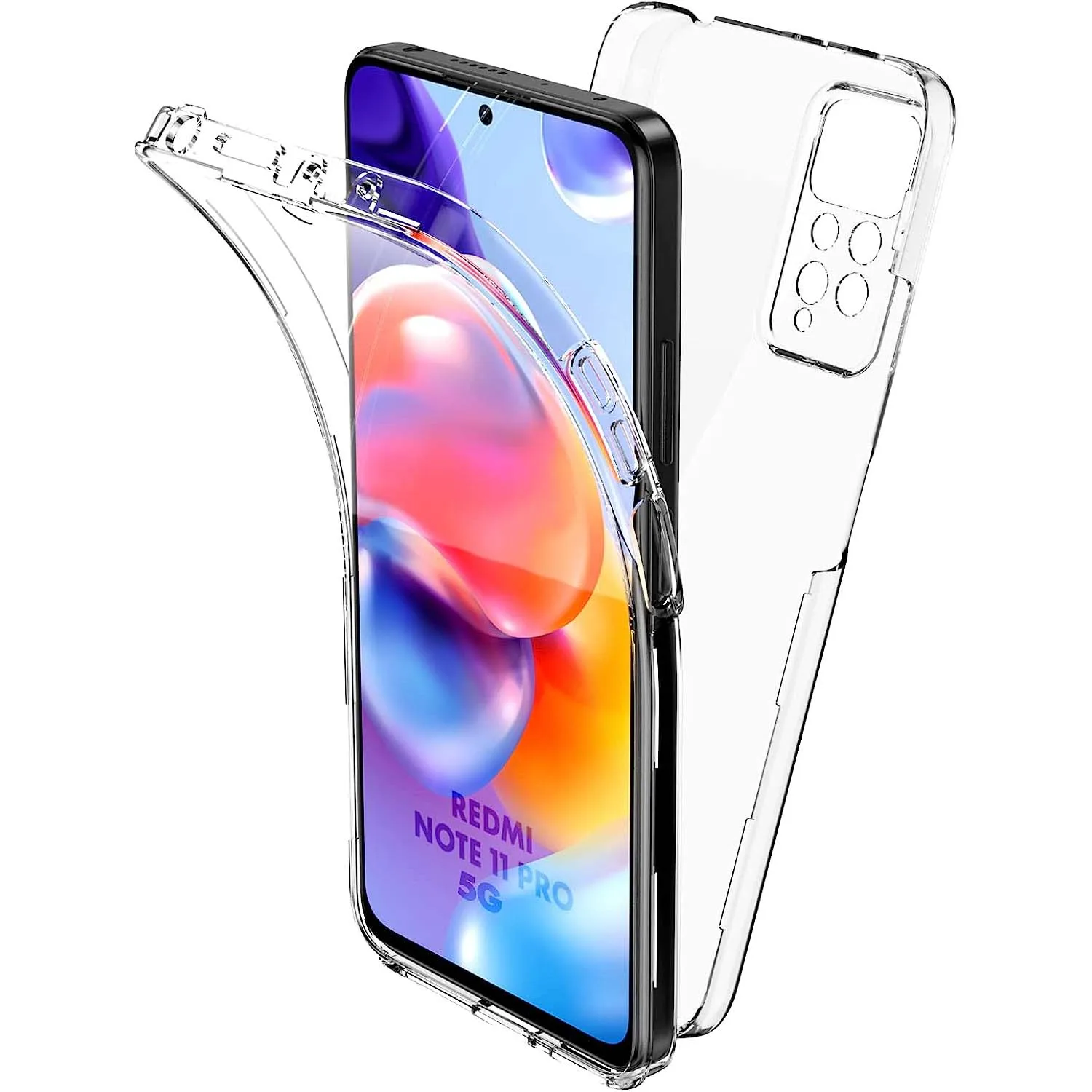 Силиконовый чехол с полным покрытием 360 ° для Xiaomi Redmi Note 11 Pro 5G 10 Pro 9 Pro 11S 4G 10 4G 10S 12C A1 A2, прозрачный гибридный жесткий чехол из поликарбоната