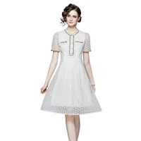 french style high end dress summer embroidery lace medium length celebrity small fragrance skirt
