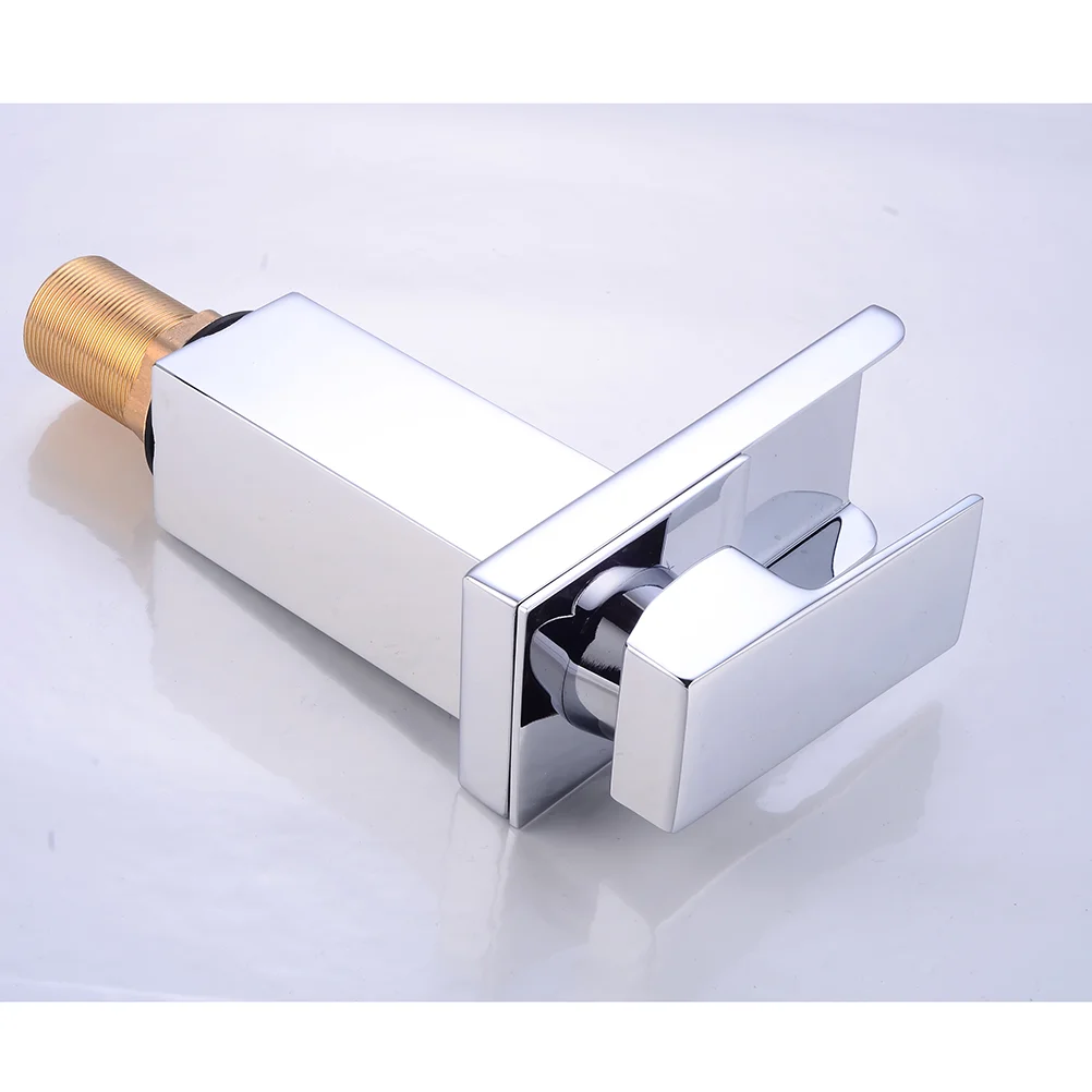 

Waterfall Bathroom Sink Single Handle Hot Cold Water Mixer Hole Vessel Lavatory