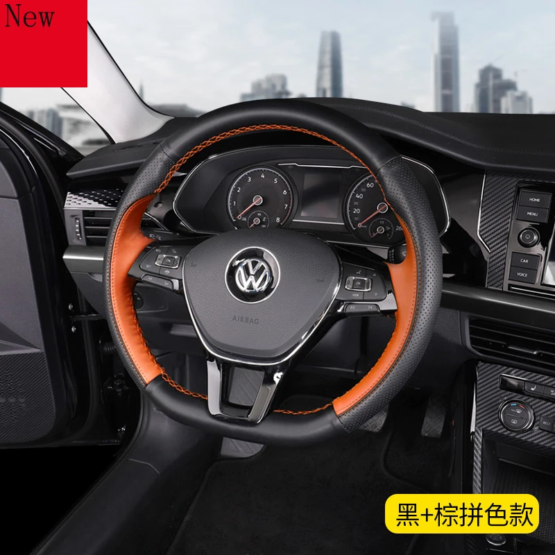 

High-quality Custom Leather Hand-stitched Car Steering Wheel Cover for Volkswagen Passat 2019 2020 Car Accessories