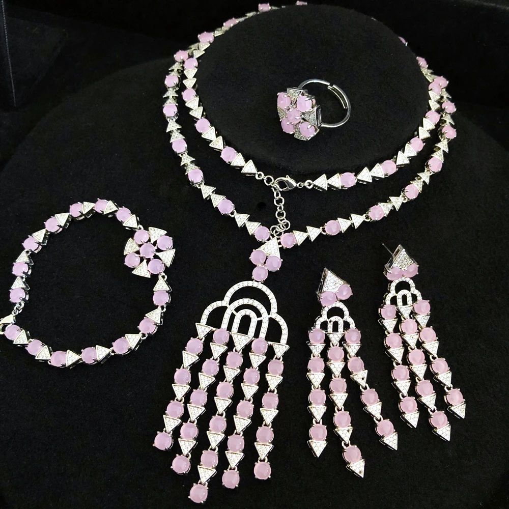 Missvikki роскошное блестящее ожерелье браслет кольцо серьги 4 шт. Ювелирные наборы