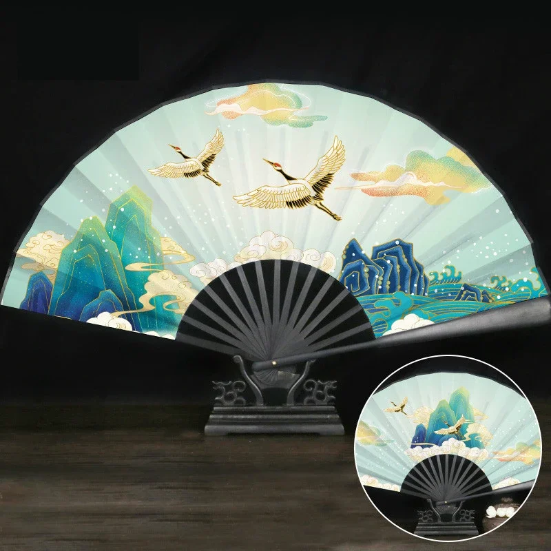 Pria Klasik Kipas Lipat China Vintage Складной вентилятор Bambu Gaya Davis Wanita Tangan Sutra Portable Abanicos для Boda