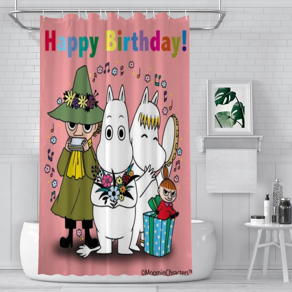 Современная 3D-печать оригинал-MOOMIN-Аниме-Милая занавеска для душа пейзажная ванны