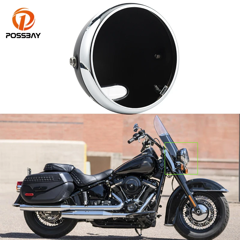 

Motorcycle 7'' Headlight Housing Round LED Headlamp Mount Cover Shell for Harley Honda Yamaha BMW Suzuki Cafe Racer Accessories