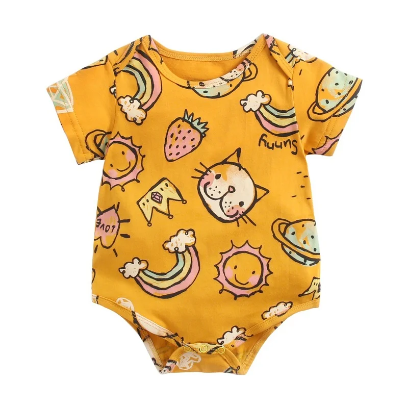 2022 New Summer Newborn Clothes New Born Baby Items Baby Unisex Fashion Cute Cotton  Bodysuits Sleeveless Cartoon Baby Clothes