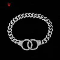 OEVAS 100% 925 Sterling Silver Sparkling Full High Carbon Diamond Handcuffs Cuban Bracelets For Women Party Fine Jewelry Gifts