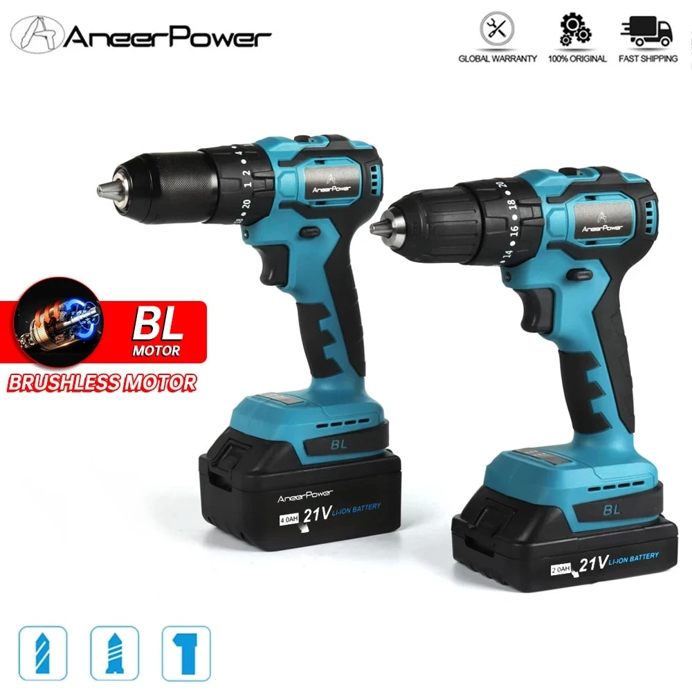 Бесщеточный шуруповерт, Водонепроницаемая беспроводная ударная мини-дрель с зарядкой, 21 в, для литиевых аккумуляторов Makita