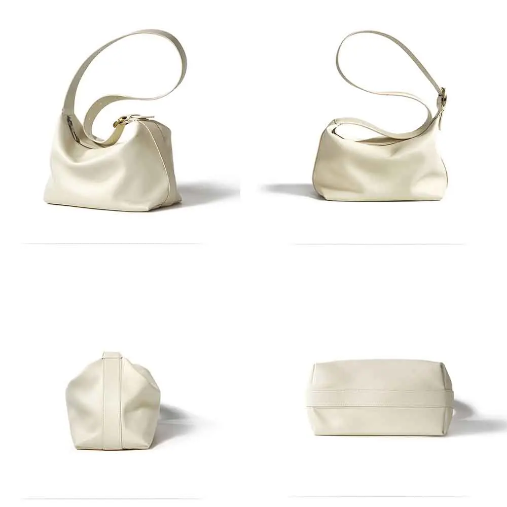 Fashion Minimalism Women Underarm Pouch Bag Soft Genuine Leather Solid Color Shoulder Stylish Lady Handbag Summer Tote 2023